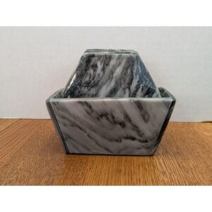 4 MCM Handmade Black & White Marble Stone Coasters With Holder